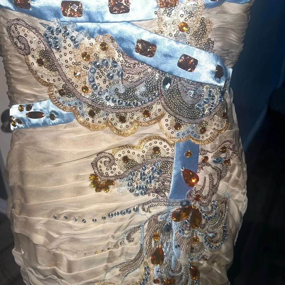 MUSANI GOLD COUTURE Evening Prom Dress Gown - Picture 6 of 14